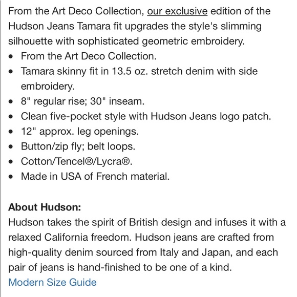 Hudson Tamara skinny embroidered pewter jeans 25 - Picture 11 of 11